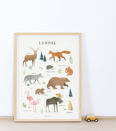 LIVING EARTH - Affiche enfant - Animaux d'Europe